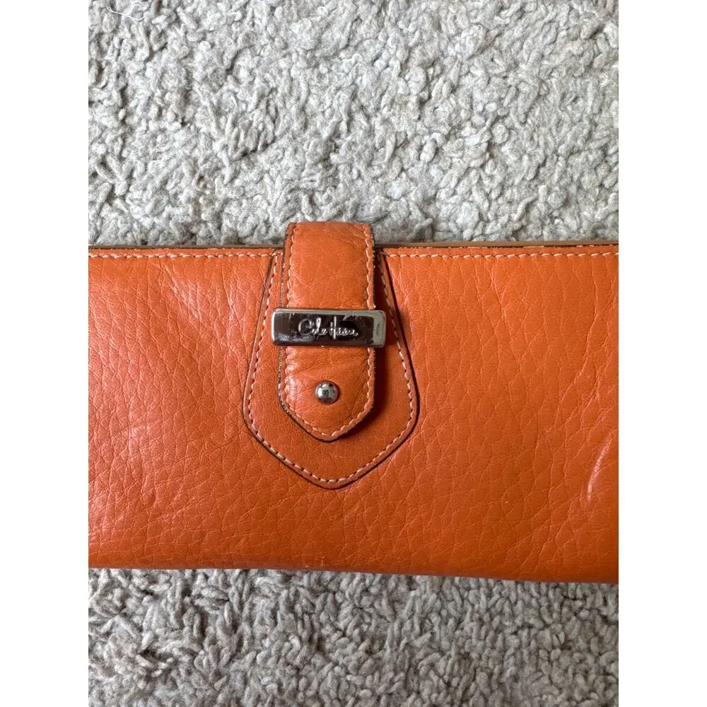 Cole Haan Orange Pebbled Leather Wallet Clutch - Picture 2 of 5